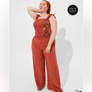 Torrid Pull-On Wide Leg Challis Smocked Waist High-Rise Pant Size 3 / 3X SHORT